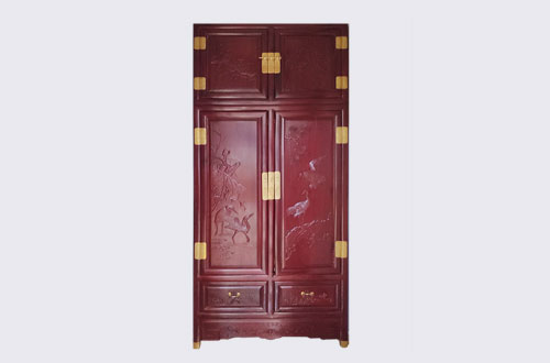 成安高端中式家居装修深红色纯实木衣柜